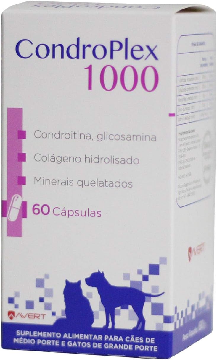 Condroplex 1000 Mg Suplemento para cães e gatos 60 Cápsulas Avert